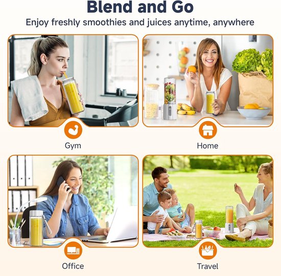 Mini Blender - Smoothie Maker Draagbare Mixer - Gezonde Drankjes Maken - Krachtige 22.000 RPM Motor - 500 ml - Wit van MINI — afbeelding 5