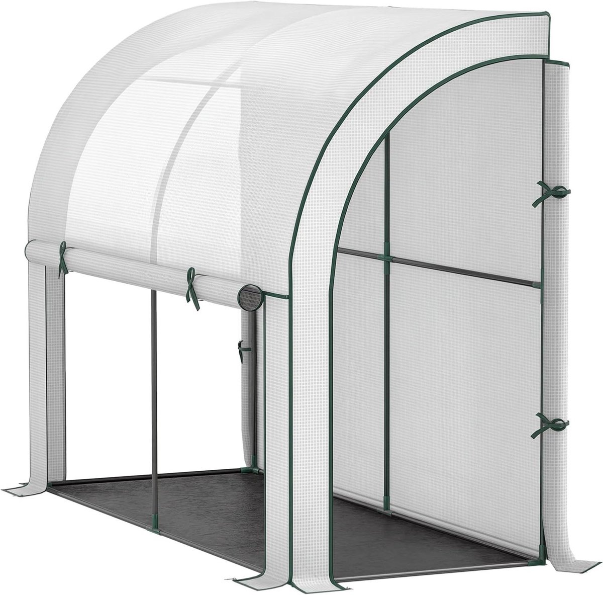 Foliekas met Roldeur - Winterharde Kas - Planten Kweken - UV-Bescherming - 200 x 80 x 157 cm - Wit