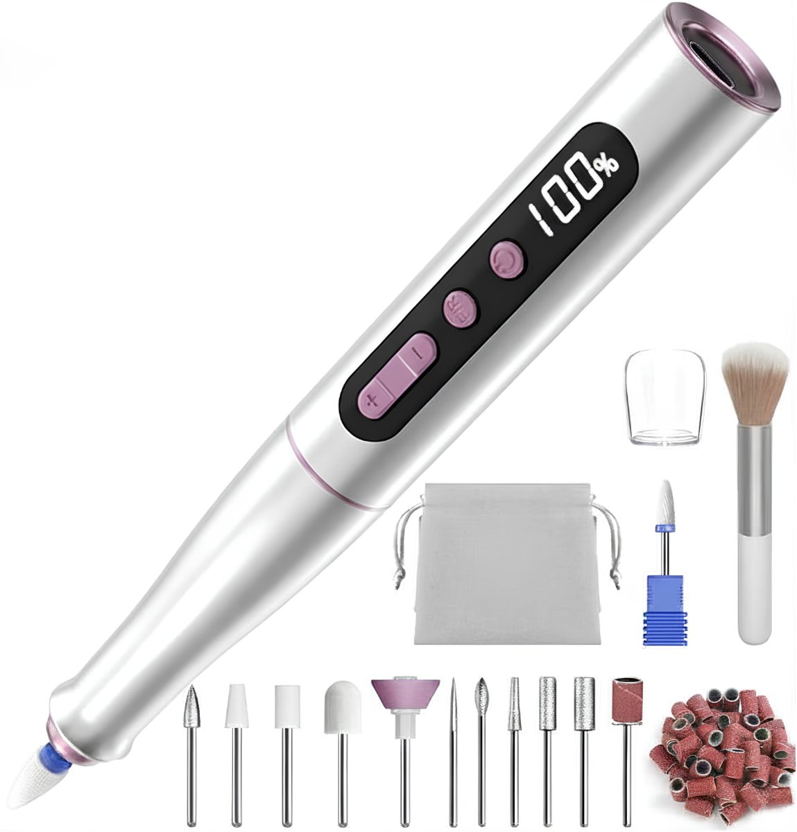 SNJY® Pedicureset Electrisch - Pedicureset Professioneel - Elektrische Nagelvijl - Nagelfrees - 12-in-1 - Zilver