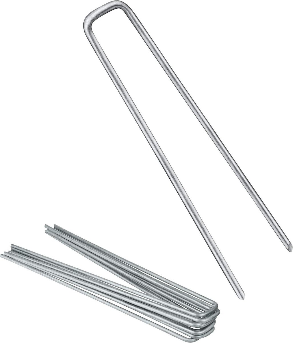 Grondankers Verzinkt Staal - Haringen Tuinpennen - Vastzetten Bodembedekking - Anti-roest Materiaal - 200x25x3.8 mm - Zilverkleurig