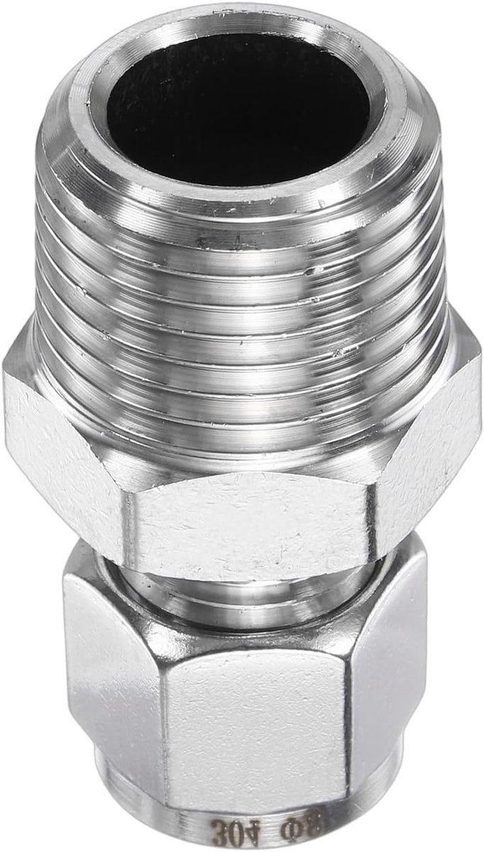 Compressieschroefverbinding 8 mm buisbuitendiameter x 1/2 inch NPT schroefdraad mannelijk roestvrij staal rechte koppeling adapter compressie buisfitting connector voor olie gas water