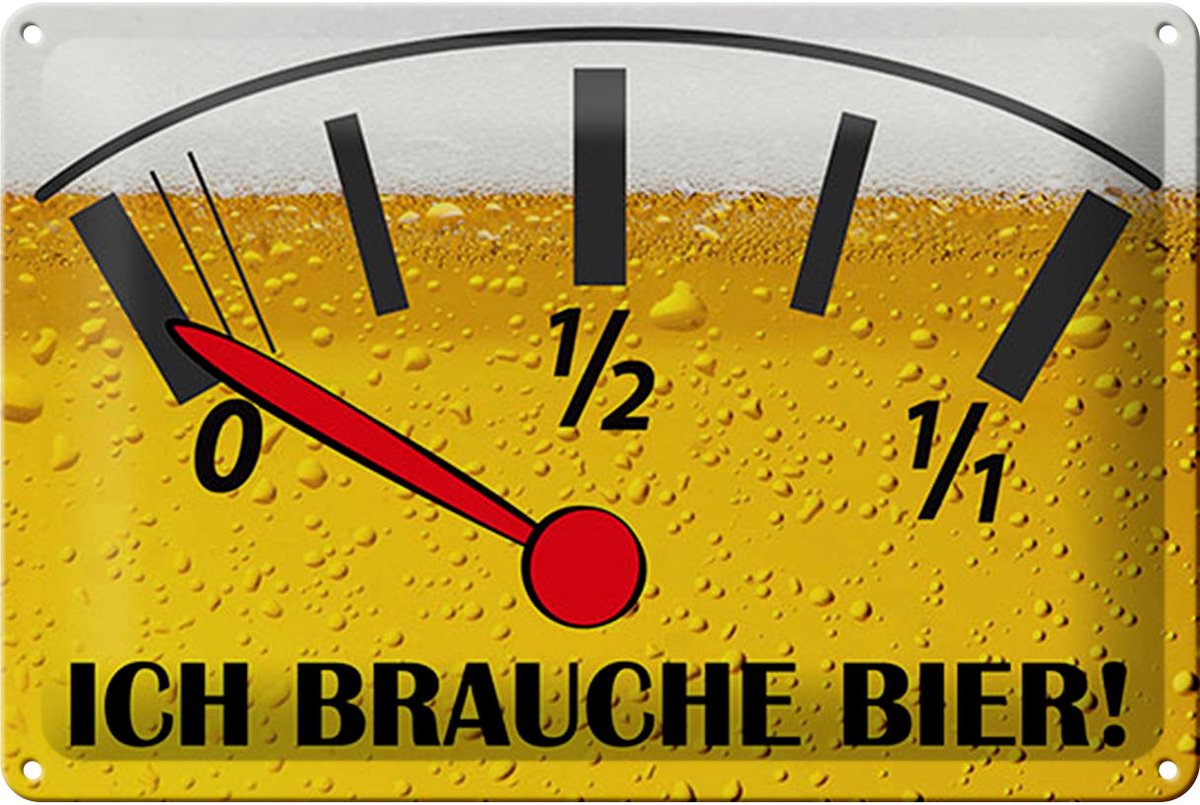 Blechschild Alkohol 20x30 cm Ich brauche Bier Bierbarometer Deko Schild