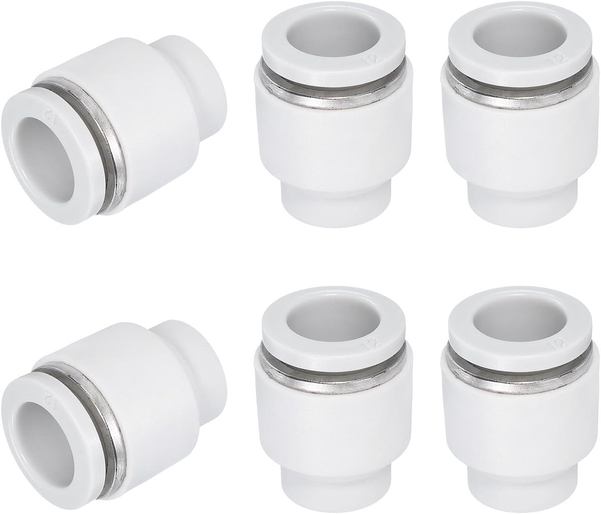 6 stuks snel montage dop, 6 mm (4/9 inch) buis OD kunststof buis pneumatische dop druk om snel dop plug fitting accessoires voor pneumatisch systeem pijpleiding verbinding, wit