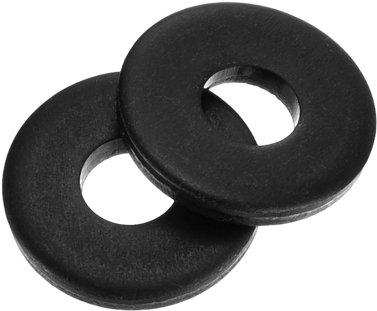 Set van 110 stuks, M5 x 15 x 2 mm, koolstofstaal, sluitringen, zwart geoxideerde platte afdichtingen, sluitringen, set voor schroeven, moeren, schroefdraadstang