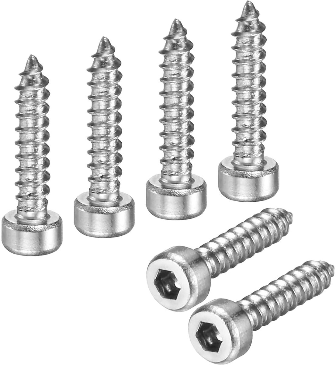 METERXITY Zelftappende Zeskantkopschroeven, M2 x 10 mm, roestvrij staal, zeskantaandrijving, voor meubels/machines/doe-het-zelfprojecten, zeshoekige inbusschroeven, 100 stuks
