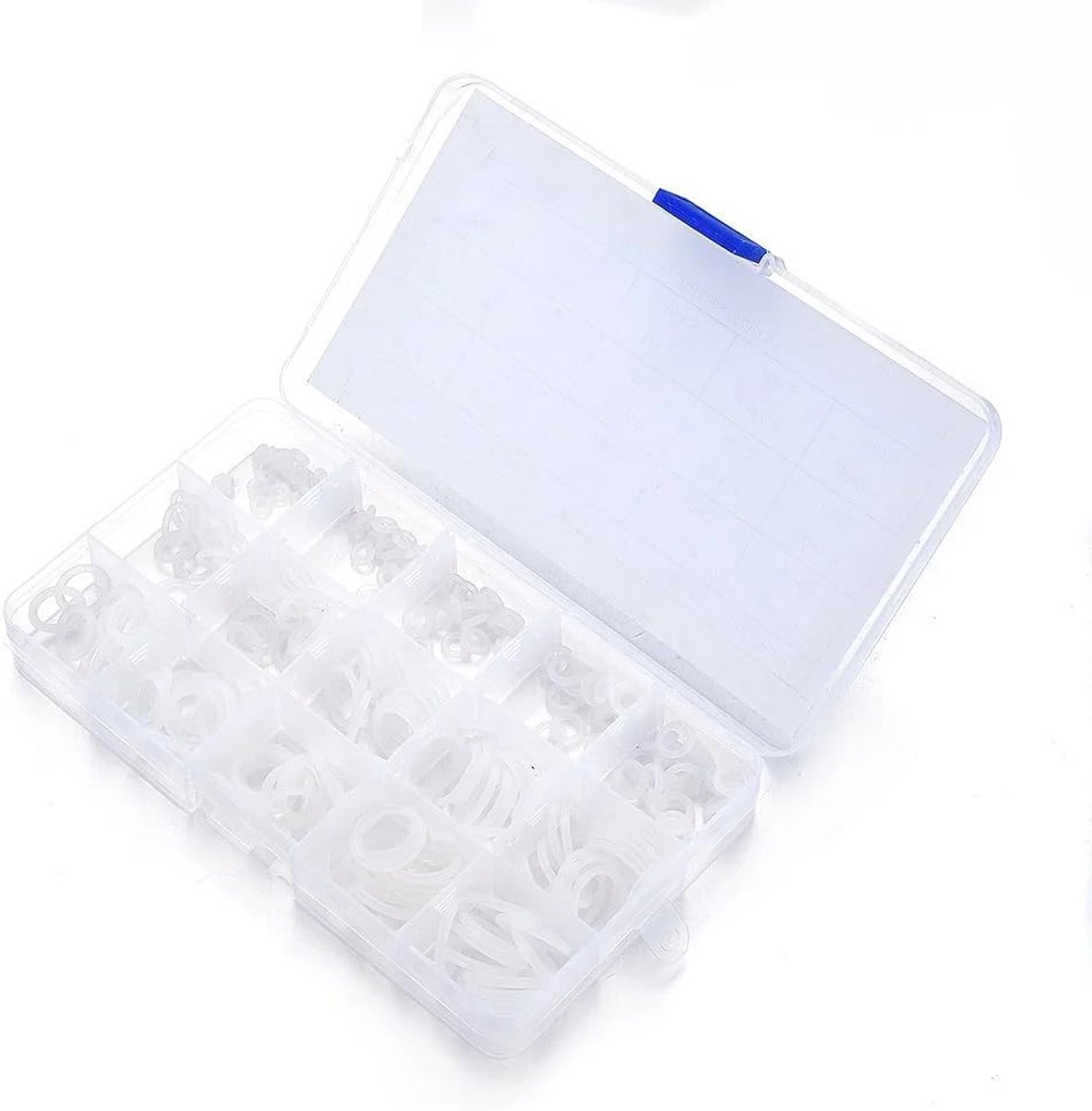 Translucent silicagel (VMQ) O-ring reparatiedoos - wit, voor professionele sanitair, lucht, gas, automotive, klempers, reparaties