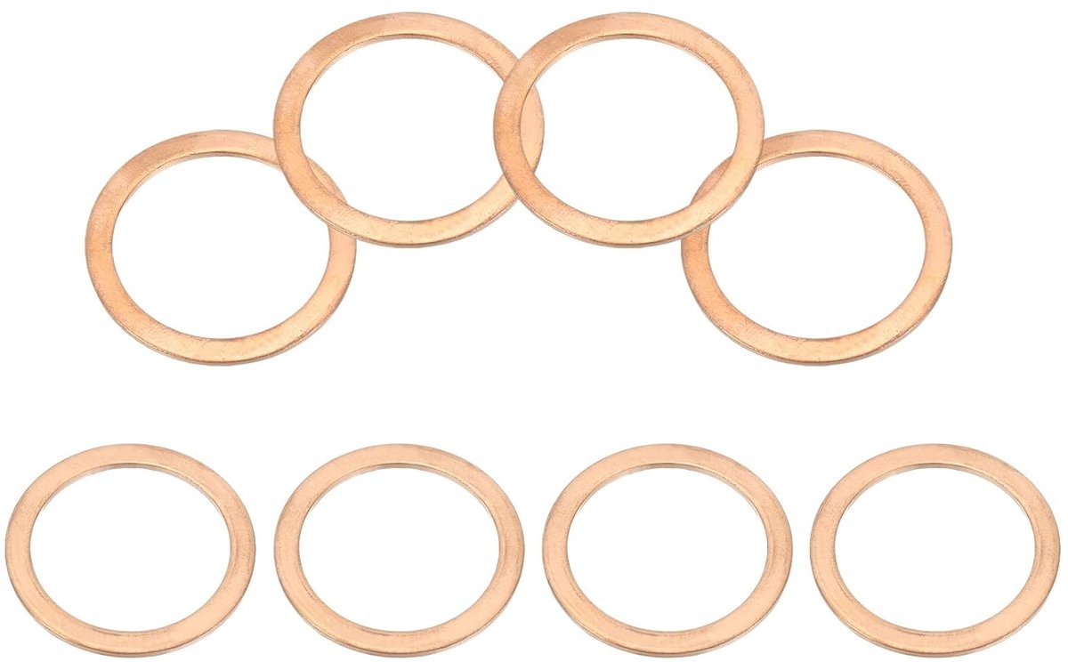 8 stuks koperen afdichtringen, M30 x 38 mm koperen platte sluitringen, platdrukringen voor schroeven en bouten