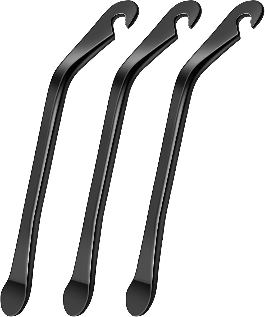 Bandenlichter voor fiets, 3 stuks, 120 x 7 mm, koolstofstaal, montagehendel, bandenlichter, metaal, ergonomische bandenwissel, hendel voor fietsen, racefietsen, mountainbikes (zwart)
