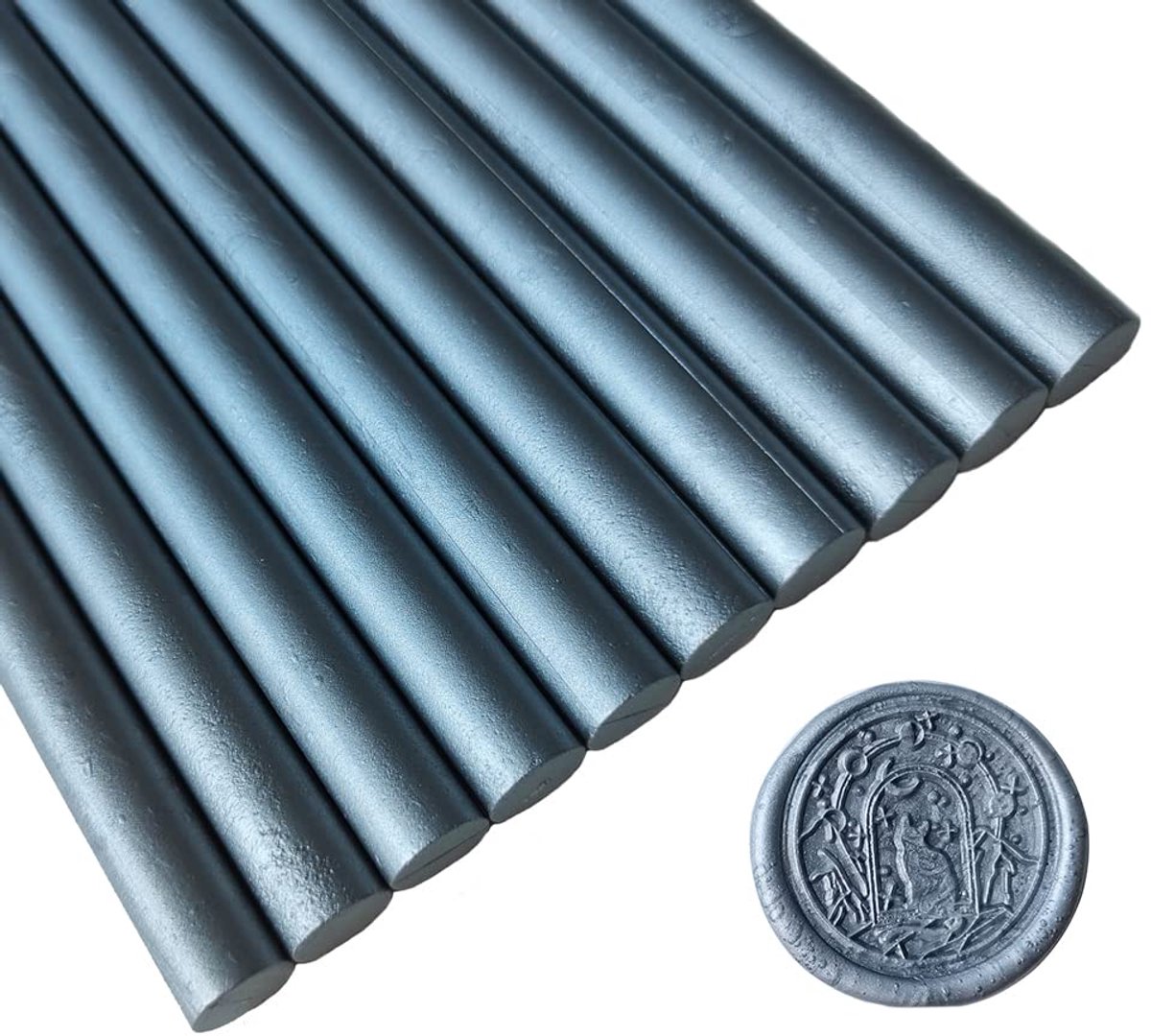 10 stuks zilveren afdichtingswax sticks voor Wax Seal stempel, AMTOL zegellak sticks voor lijmpistool, geweldig voor huwelijksuitnodigingen, wijnpakketten, kaarten enveloppen, geschenkverpakking. (zilver)