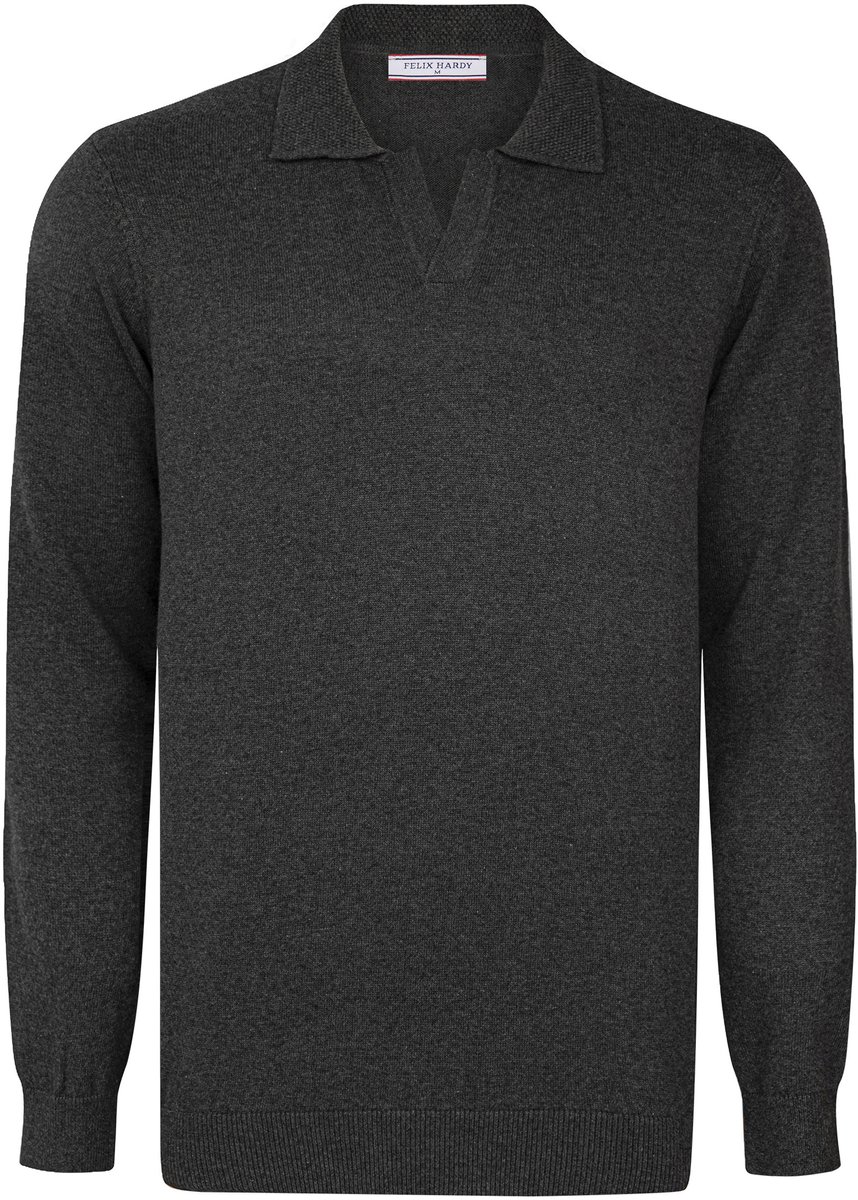 Felix Hardy Pullover Met Polokraag - Zonder Knopen Polo - 100% Katoen Heren Antraciet - Xl