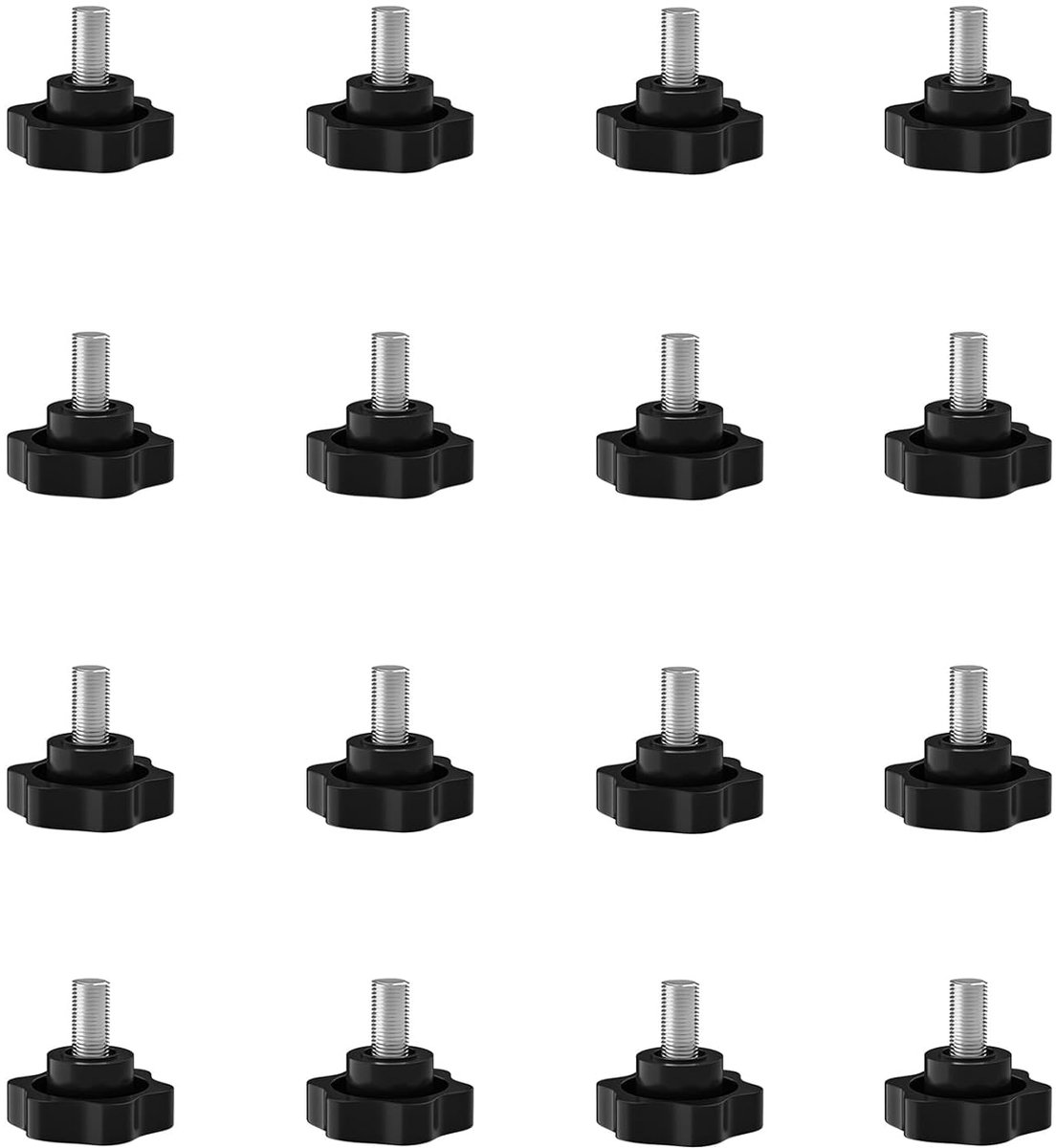 16 stuks M4 sterkopschroef stergreepschroef geribbelde schroef sterschroef stergreep schroeven stergreep draad klemknop voor machine industrie apparatuur (M4x10mm)