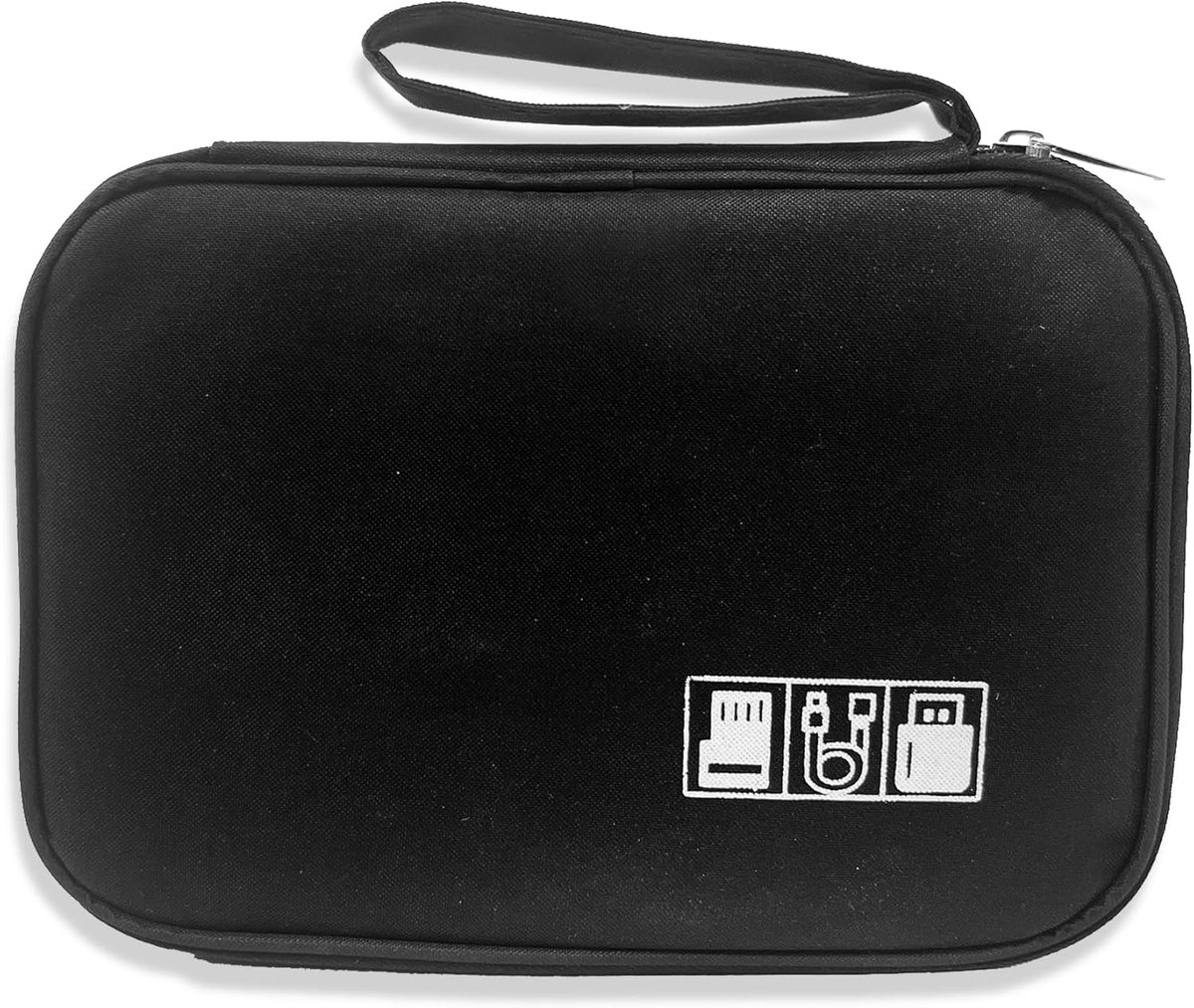 Kabel Organizer Tas Voor Diverse Oplaadkabels en Elektronische Accessoires, USB, SD, Charger in Zwart
