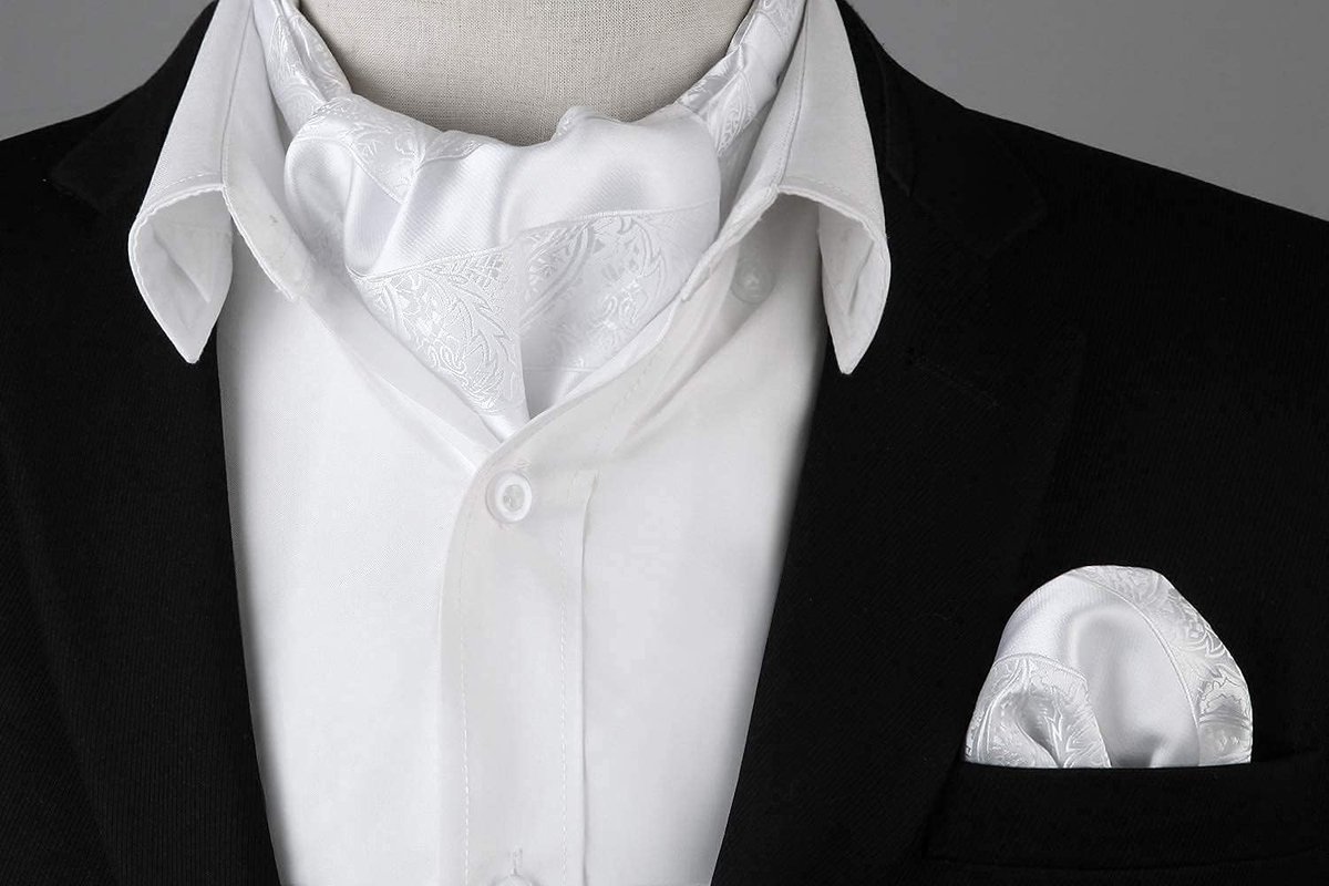 Cravat voor mannen Zijden Paisley Cravats en Zakdoek Jacquard Bruiloft Ascot Tie & Pocket Square Set voor Zakelijke Feest