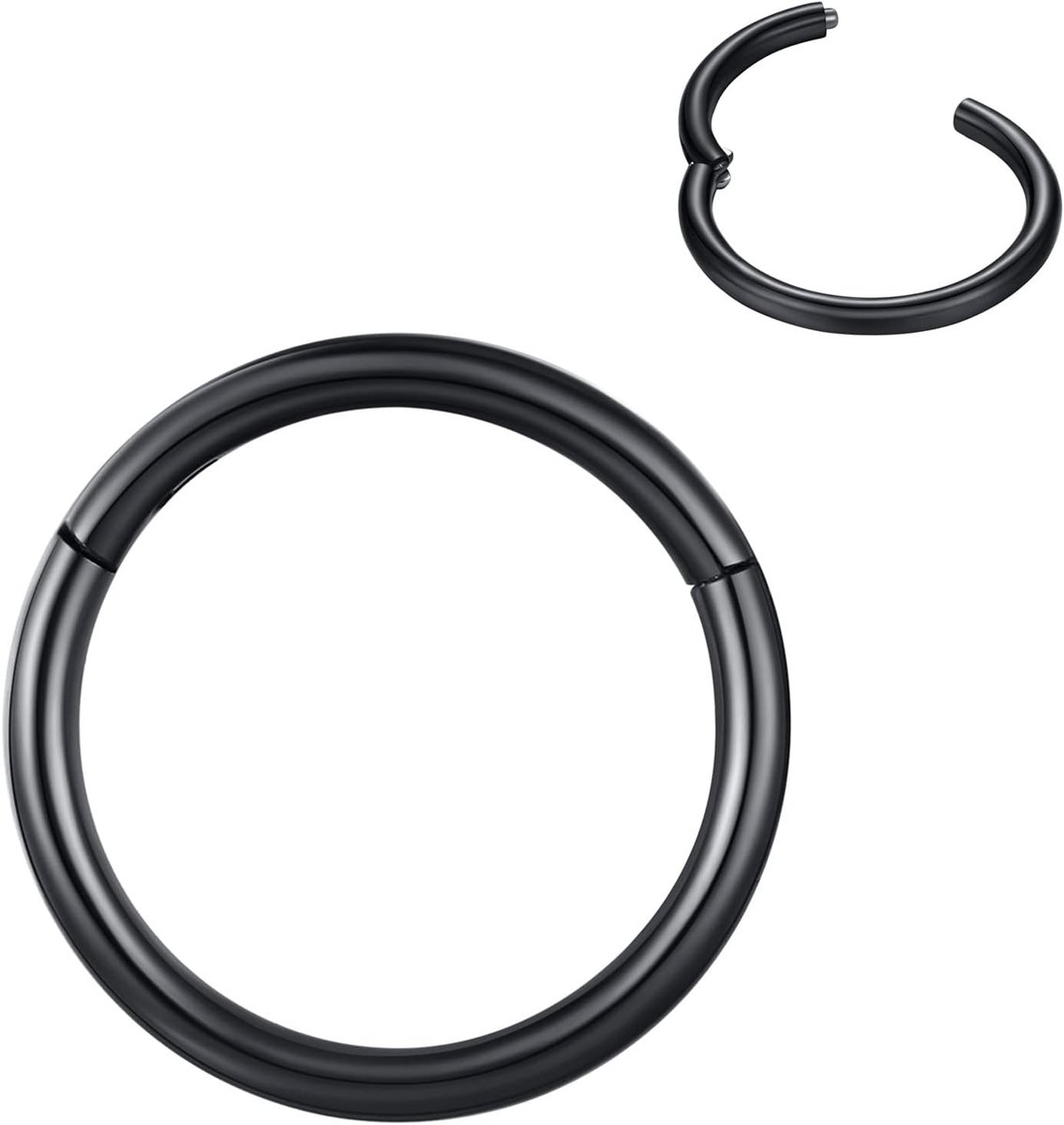 Hoop 316L chirurgisch staal kraakbeen oorbel septum clicker ring 0,8 mm 1,0 mm 1,2 mm 1,6 mm 2,0 mm roestvrij staal inklapbare segmentring lippenring Conch Daith Helix Rook Tragus
