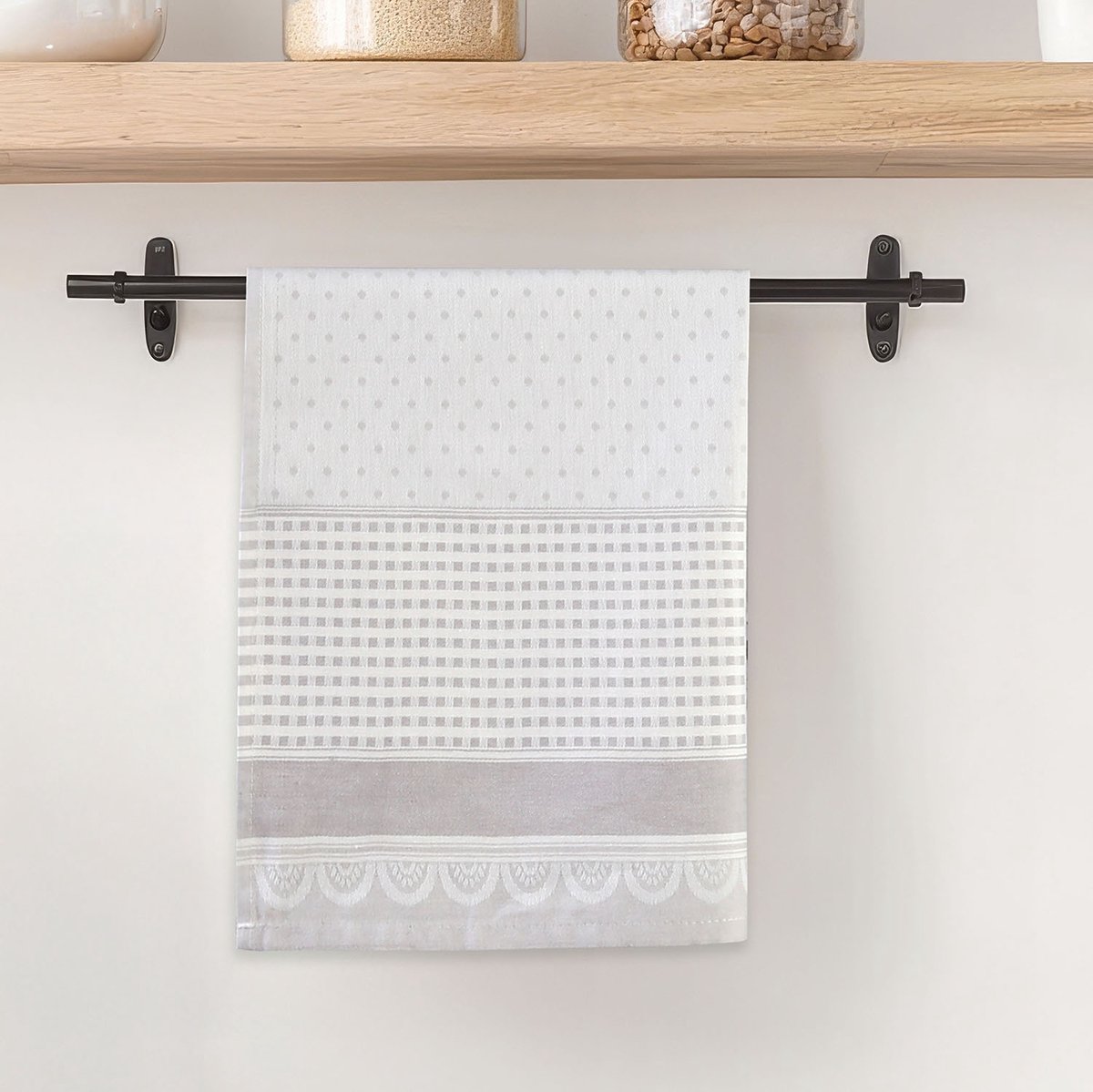 Zefirek Luxe Keukendoek 50x70 cm - 100% Katoen Jacquard - Lichtgrijs / Asgrijs - Sneldrogend & Hoge Vochtopname