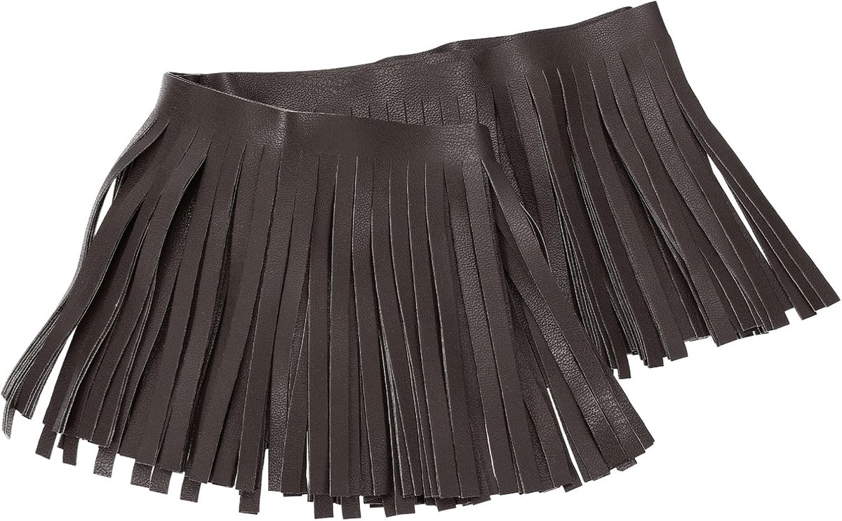 2 meter franjes van PU-leer, 10 cm breed, dubbelzijdige franjes van leer voor knutselen, naaien van kleding, tassen, decoratie, koffie