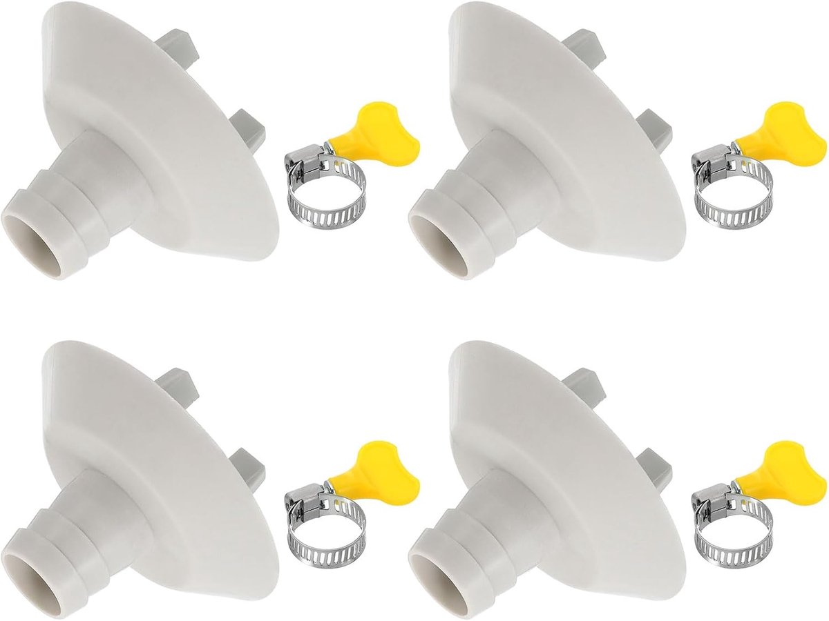 25 mm afvoerslangconnector voor airconditioner, 4 stuks, universele afvoerconnector met klemring voor mini-split venster AC-eenheidskraan, witte stijl 3