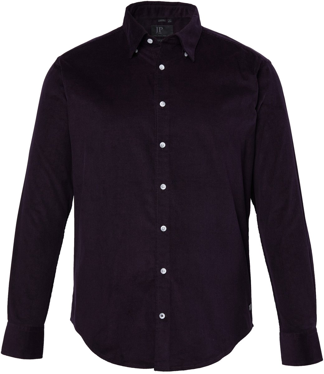 JP 1880 - Heren - Corduroy overhemd lange mouwen modern fit tot 8XL - Donker violet - Maat L
