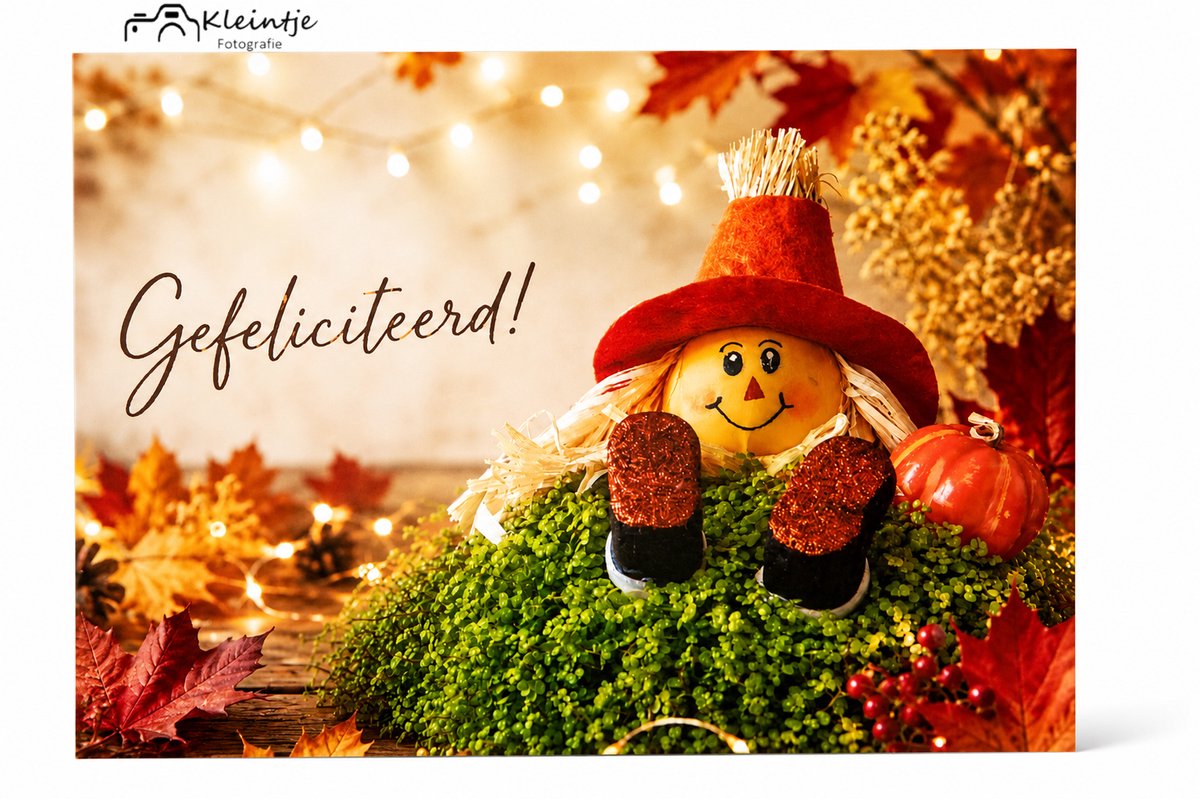 kleintje fotografie Herfst meisje wenskaart (A6) Verjaardag wenskaarten, Felicitatiekaarten, kaartjes versturen, gevouwen