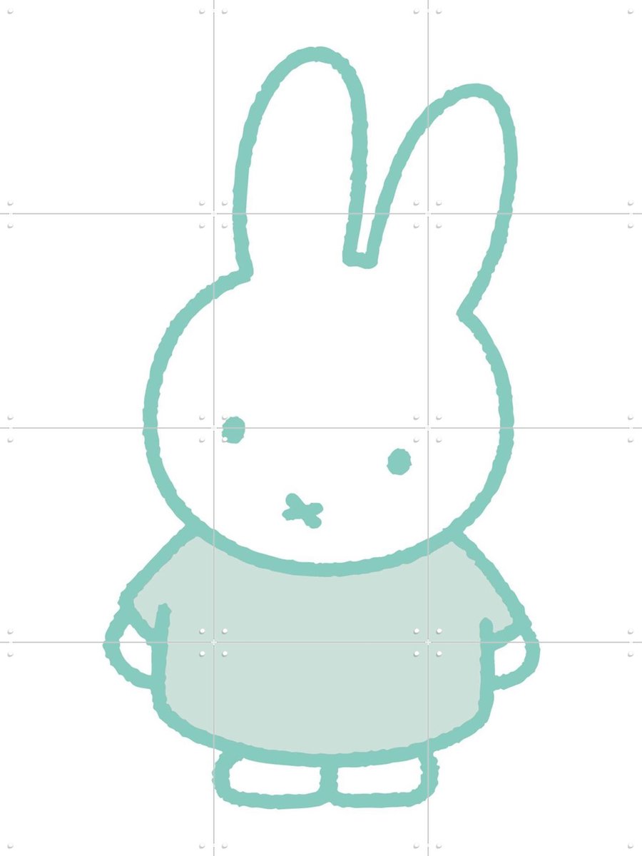 IXXI Nijntje Mint Groen, Nijntje - 60 x 80 cm - Gratis ophangtool - Grote wanddecoratie en posters - Illustraties, Cartoonesk, Babykamer, Nijntje