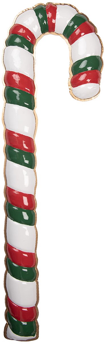 Clayre & Eef Kerstdecoratie Beeld Zuurstok 30x3x101 cm Wit Metaal