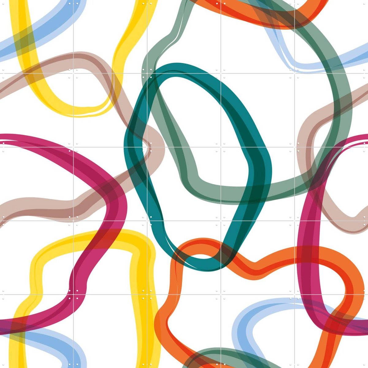 IXXI Intermezzo Teal, Markus Laible - 100 x 100 cm - Gratis ophangtool - Grote wanddecoratie en posters - Digitale Kunst, Abstract, Kleurrijk