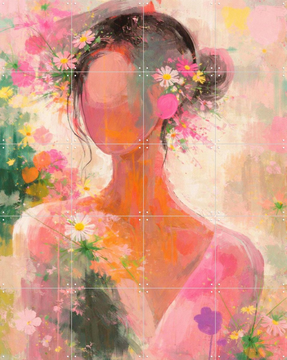IXXI Lentekriebels, Moonheart Artworks - 80 x 100 cm - Gratis ophangtool - Grote wanddecoratie en posters - Speels, Kleurrijk, Fantasierijk
