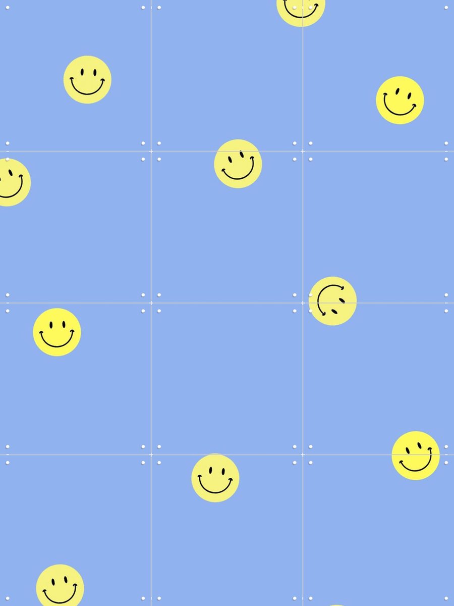 IXXI Smileys Blauw, Stadse Spruiten | door Miek illustreert - 60 x 80 cm - Gratis ophangtool - Grote wanddecoratie en posters - Modern, Speels