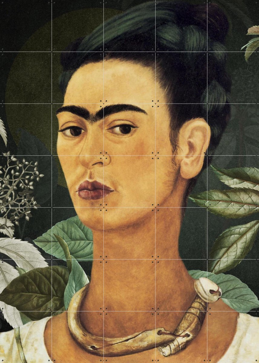 IXXI Frida in Golden Green, Marja van den Hurk - 100 x 140 cm - Gratis ophangtool - Grote wanddecoratie en posters - Realisme, Klassiek, Slaapkamer