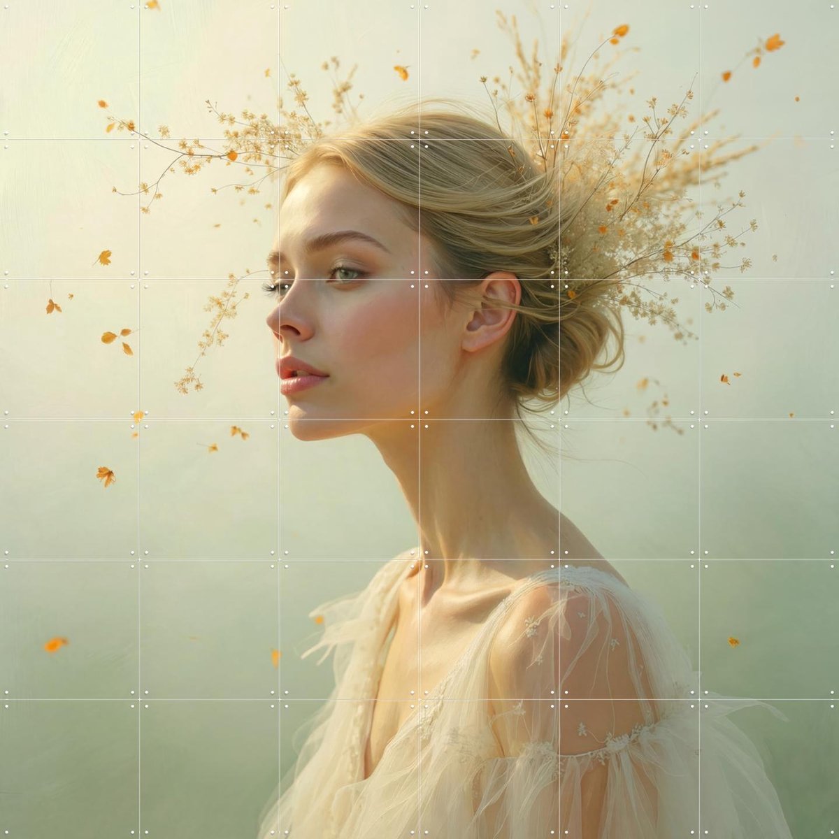 IXXI Held by a Quiet Breeze, IXXI Studio - 120 x 120 cm - Gratis ophangtool - Grote wanddecoratie en posters - Surrealisme, Fantasierijk, Woonkamer