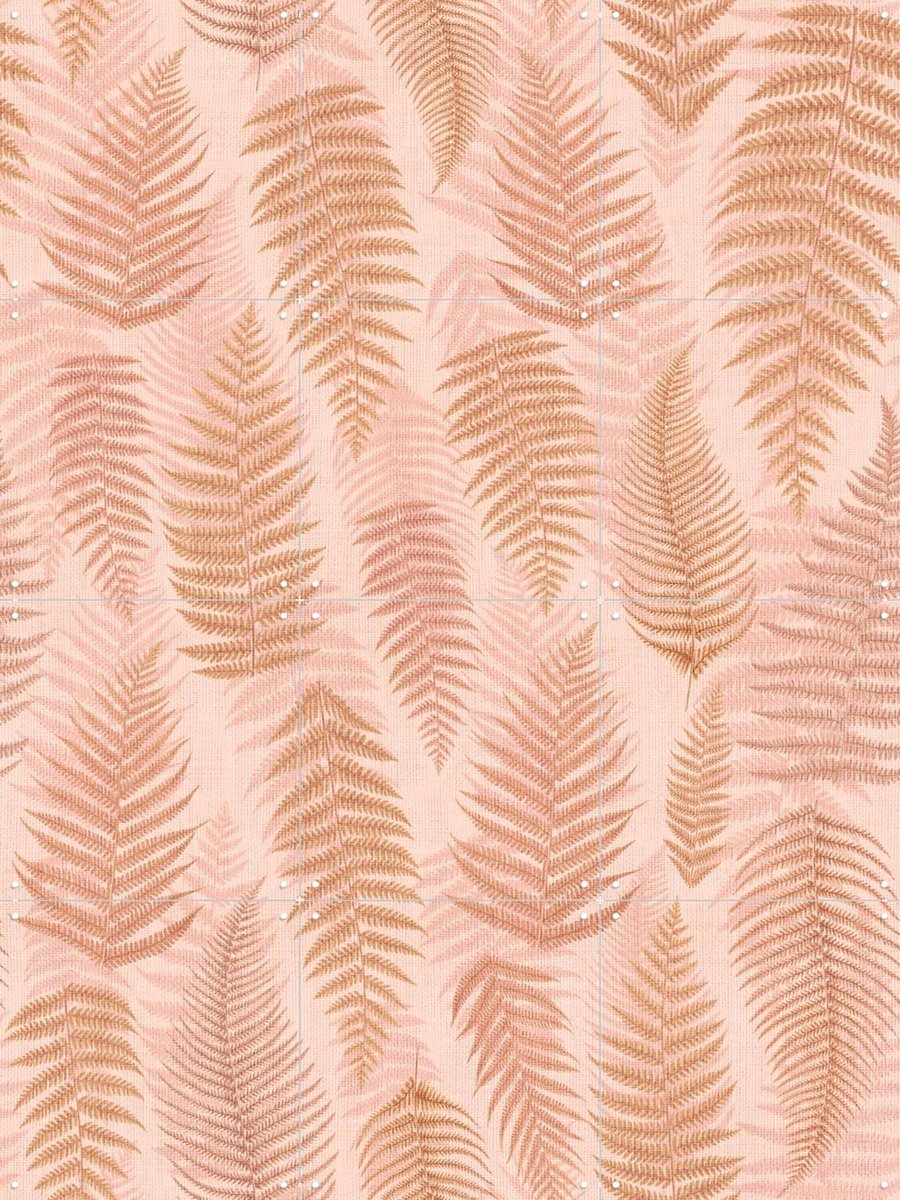 IXXI Cozy Fall Fern Leaves Terracotta Pink, Bloomery Decor - 60 x 80 cm - Gratis ophangtool - Grote wanddecoratie en posters - Decoratieve kunsten