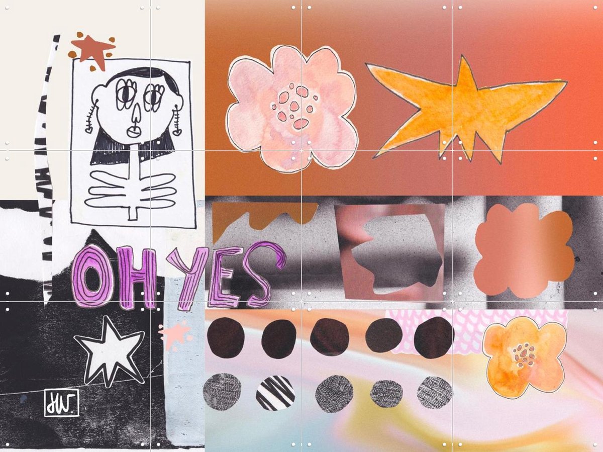 IXXI She Was Always There, Henriette Visscher - 80 x 60 cm - Gratis ophangtool - Grote wanddecoratie en posters - Speels, Collage, Modern, Kleurrijk