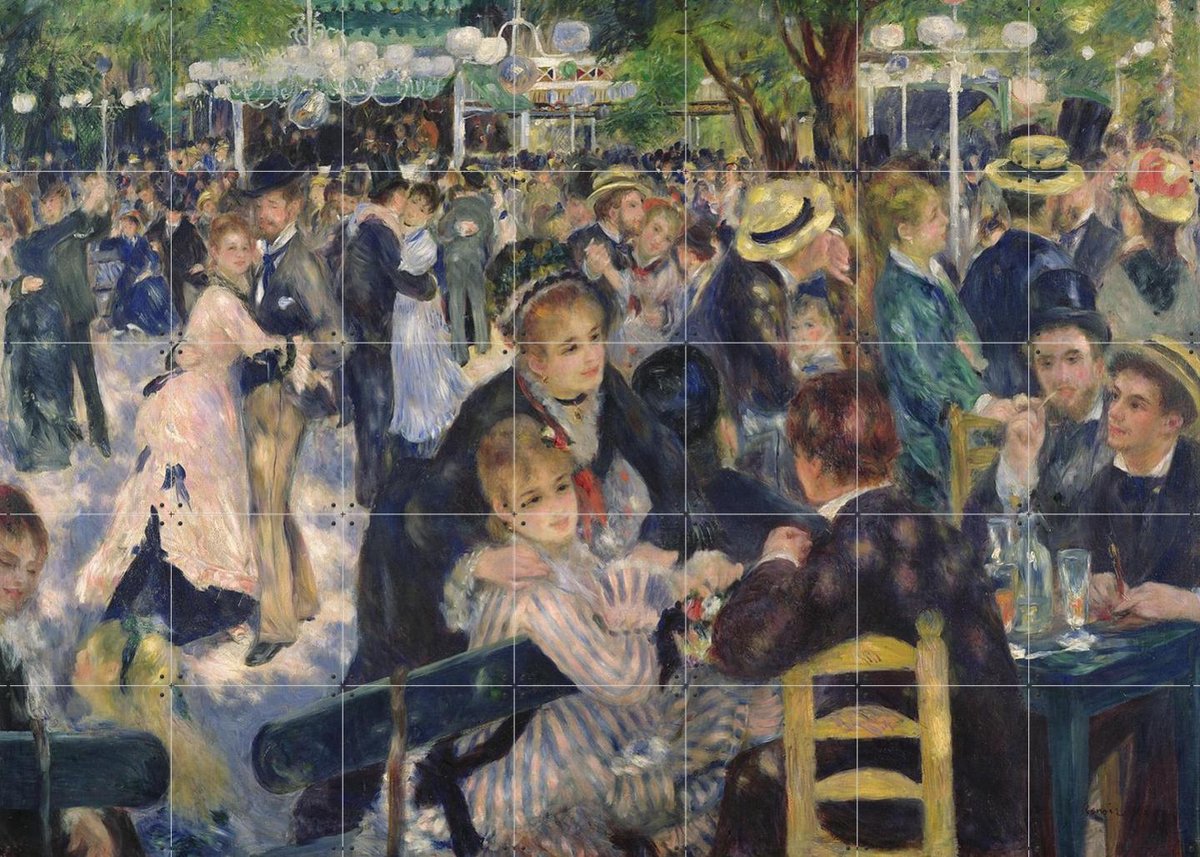 IXXI Dance at Le Moulin de la Galette, Pierre-Auguste Renoir & Bridgeman Images - 140 x 100 cm - Gratis ophangtool - Grote wanddecoratie en posters -