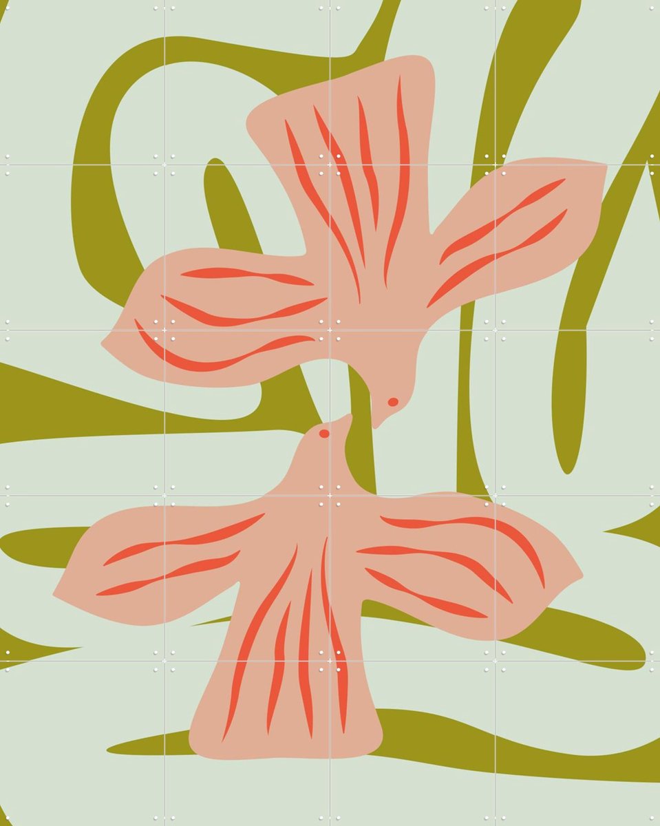 IXXI Happy Green, Studio Wool - 80 x 100 cm - Gratis ophangtool - Grote wanddecoratie en posters - Digitale Kunst, Speels, Illustraties, Kleurrijk