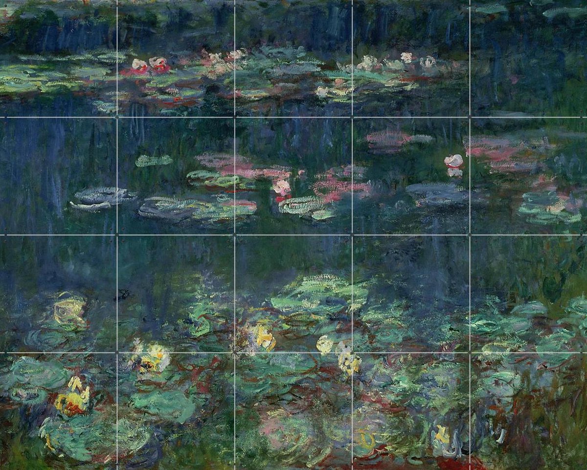 IXXI Waterlilies: Green Reflections - Detail, Claude Monet & Bridgeman Images - 100 x 80 cm - Gratis ophangtool - Grote wanddecoratie en posters -
