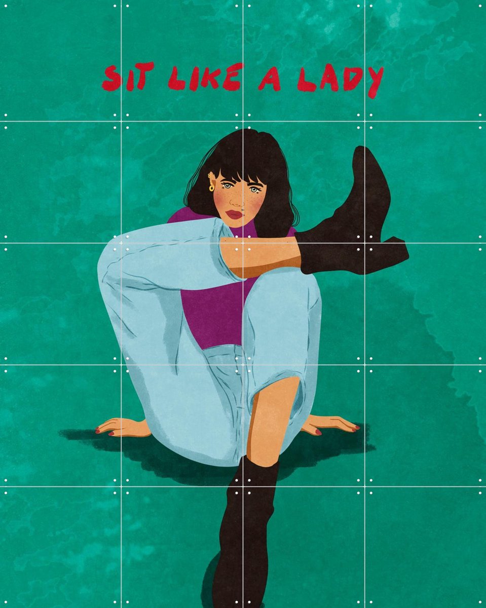 IXXI Sit Like A Lady, Raissa Oltmanns - 80 x 100 cm - Gratis ophangtool - Grote wanddecoratie en posters - Retro, Fantasierijk, Typografie, Modern