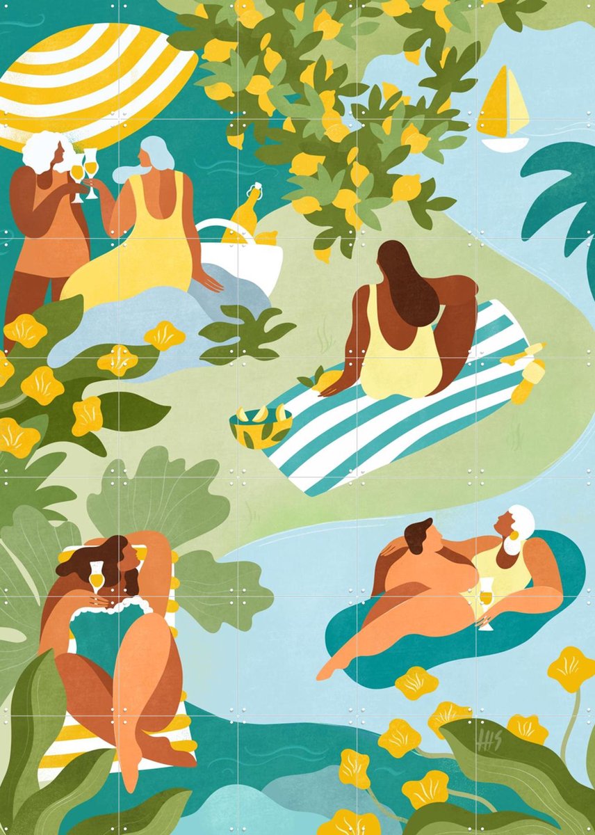 IXXI Seaside, Maggie Stephenson - 100 x 140 cm - Gratis ophangtool - Grote wanddecoratie en posters - Speels, Fantasierijk, Retro, Illustraties