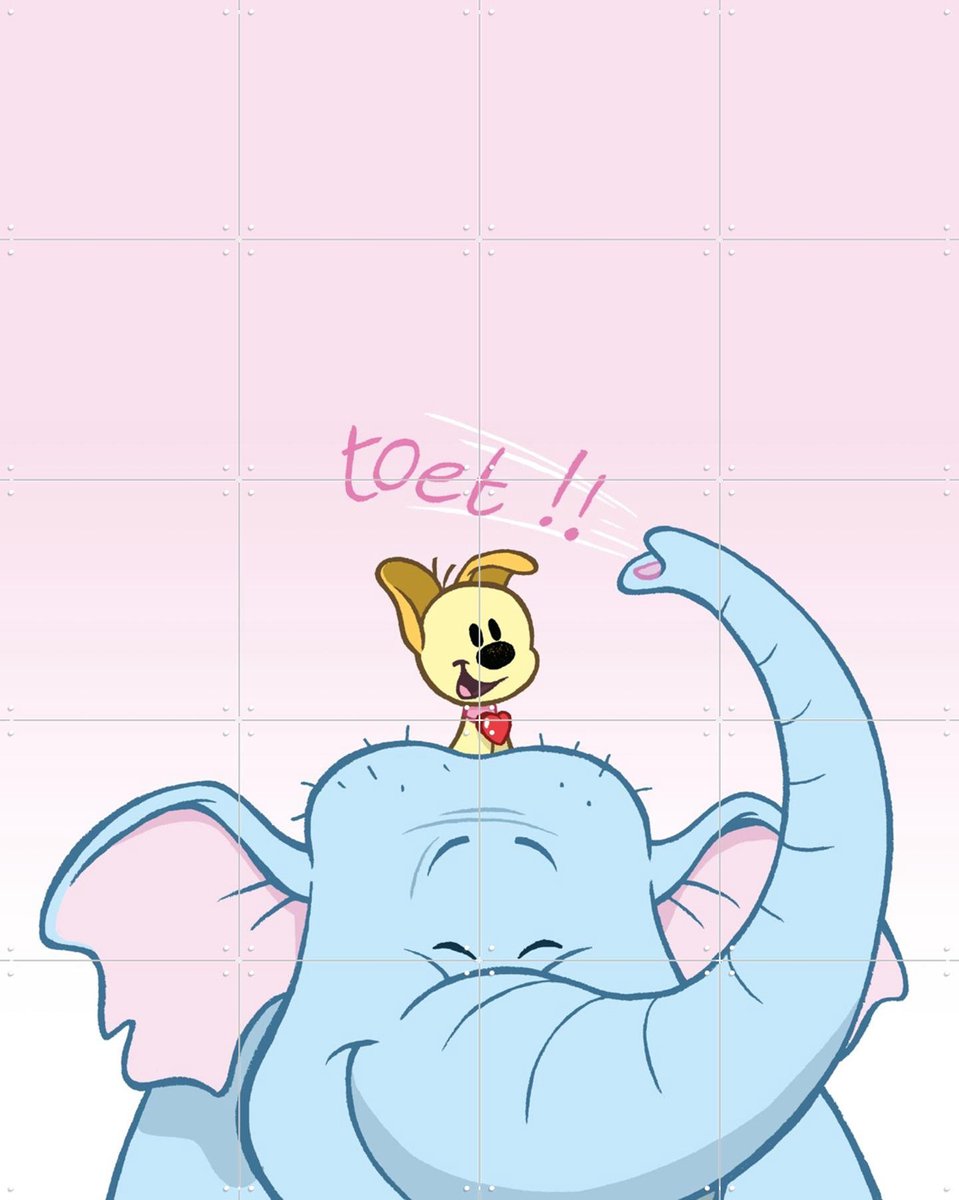 IXXI Pip & de Olifant, Woezel & Pip & Van Hoorne Studios - 80 x 100 cm - Gratis ophangtool - Grote wanddecoratie en posters - Illustraties, Speels