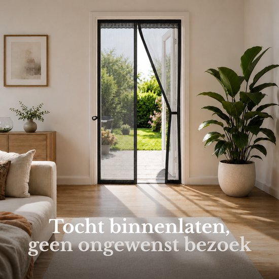 O'DADDY® Deurgordijn Deluxe FIBER - Magnetisch Vliegengordijn - Voor Nieuwbouw en Standaard Deuren - Eenvoudige Installatie - Deurhor Zwart - 100x240 cm