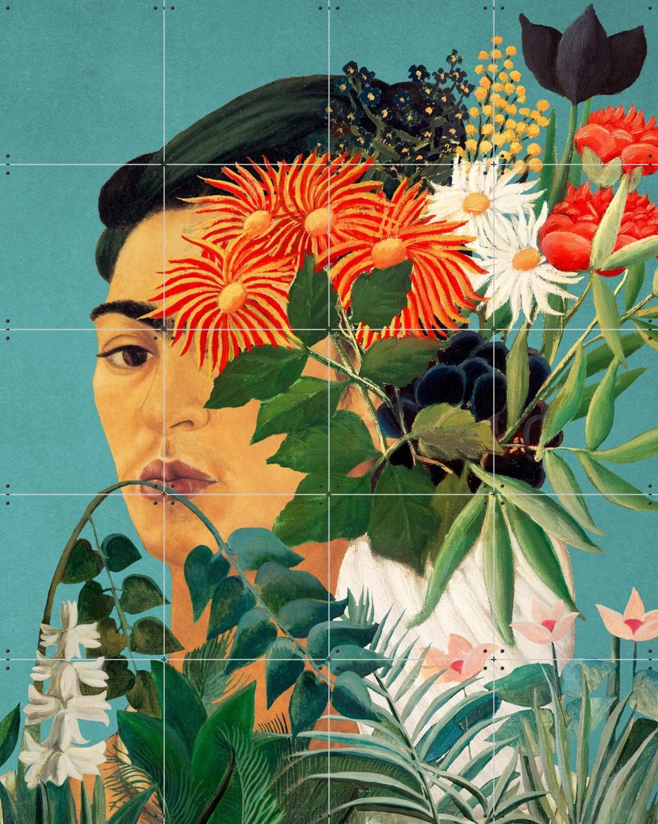 IXXI Frida in Henri's Garden, Marja van den Hurk - 80 x 100 cm - Gratis ophangtool - Grote wanddecoratie en posters - Speels, Gang, Trap, Eetkamer