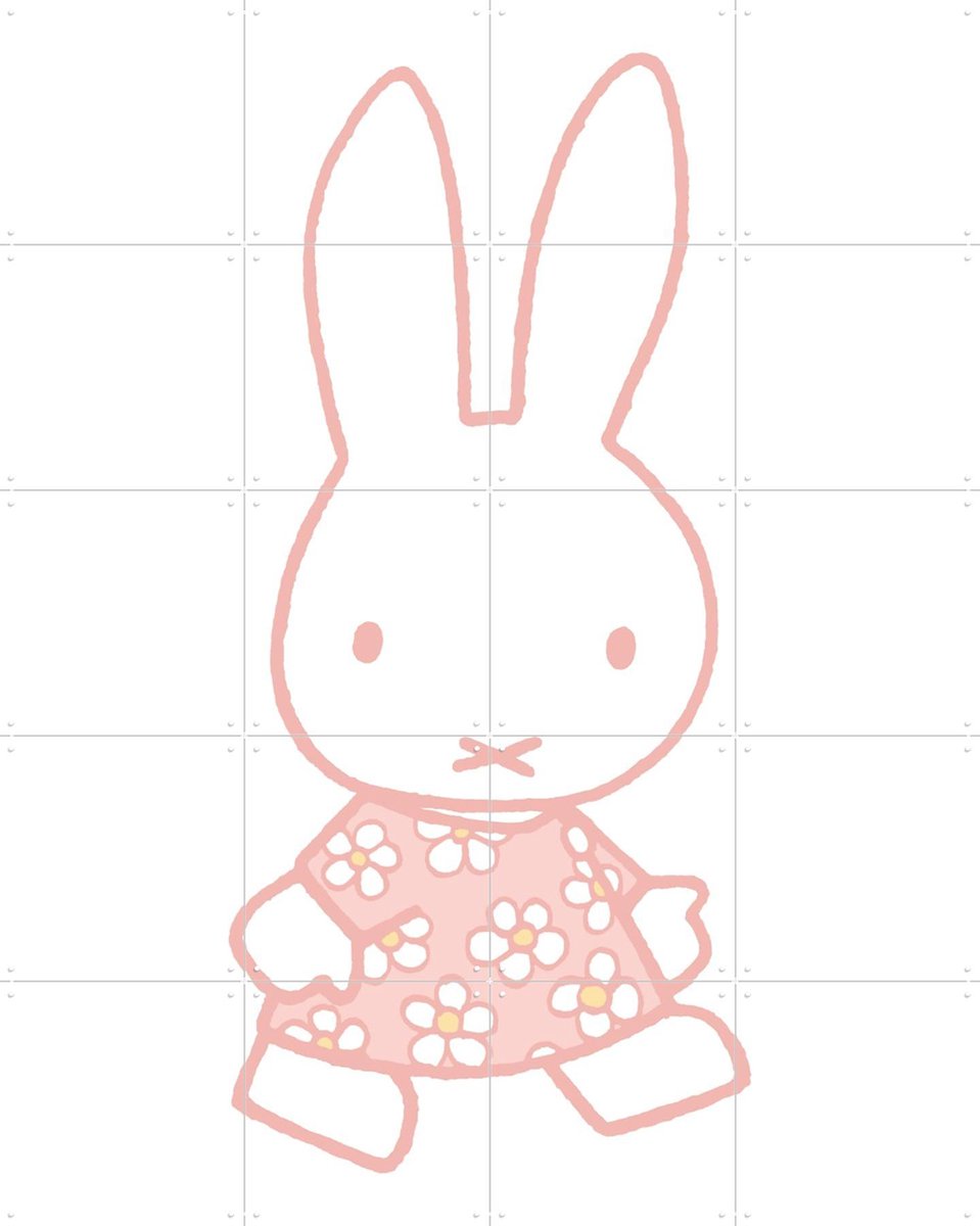 IXXI Nijntje Pastel Roze met Bloemenjurk, Nijntje - 80 x 100 cm - Gratis ophangtool - Grote wanddecoratie en posters - Cartoonesk, Speels