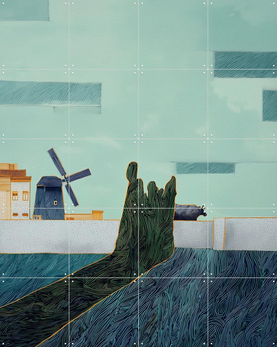IXXI Polder 1, Artclaud - 80 x 100 cm - Gratis ophangtool - Grote wanddecoratie en posters - Geometrische Kunst, Illustraties, Modern, Fantasierijk