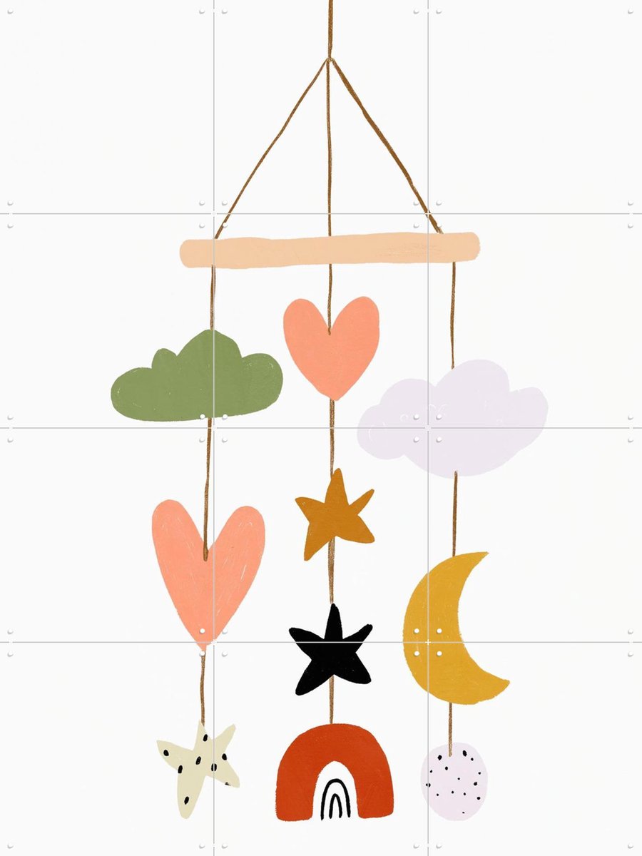 IXXI Mobilè, Treechild & Various - 60 x 80 cm - Gratis ophangtool - Grote wanddecoratie en posters - Fantasierijk, Geometrische Kunst, Kleurrijk