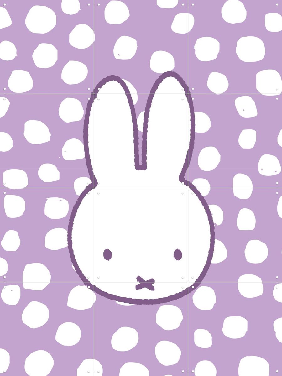 IXXI Nijntje Paars met Stippen, Nijntje - 60 x 80 cm - Gratis ophangtool - Grote wanddecoratie en posters - Illustraties, Speels, Cartoonesk