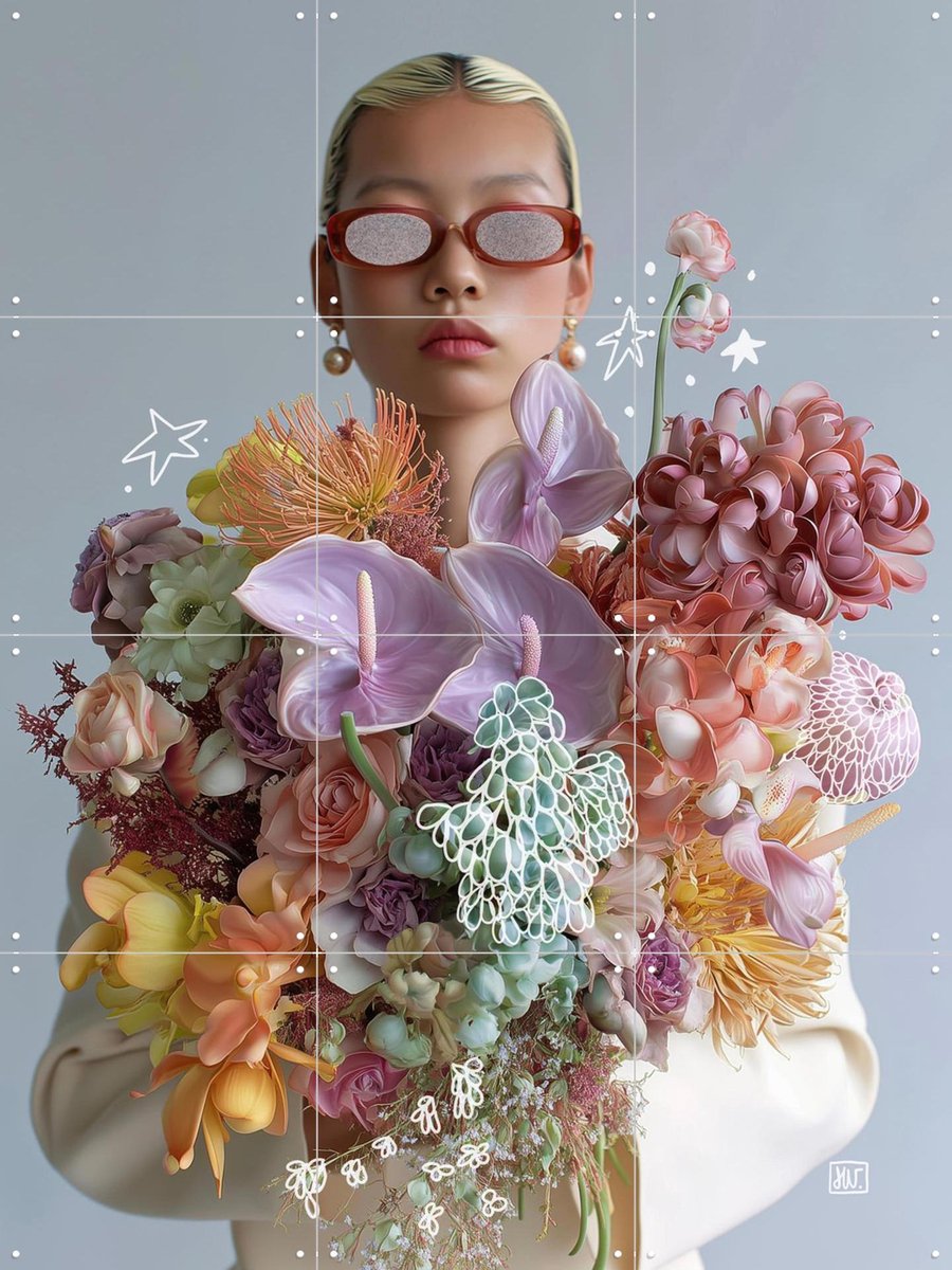 IXXI Shades of Petals, Henriette Visscher - 60 x 80 cm - Gratis ophangtool - Grote wanddecoratie en posters - Gemengde Technieken, Woonkamer