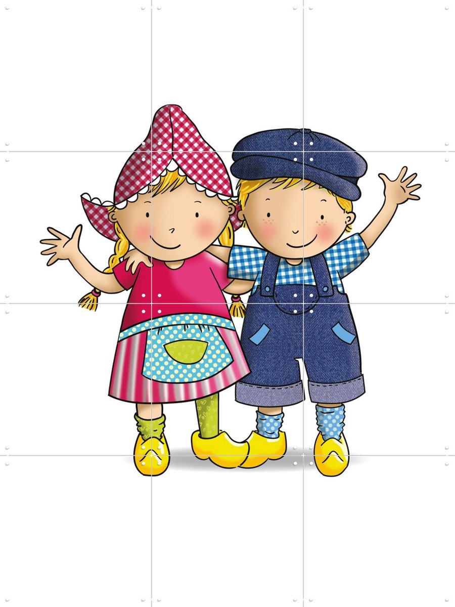 IXXI Fien & Teun: altijd samen, Fien & Teun & Van Hoorne Studios - 60 x 80 cm - Gratis ophangtool - Grote wanddecoratie en posters - Kleurrijk