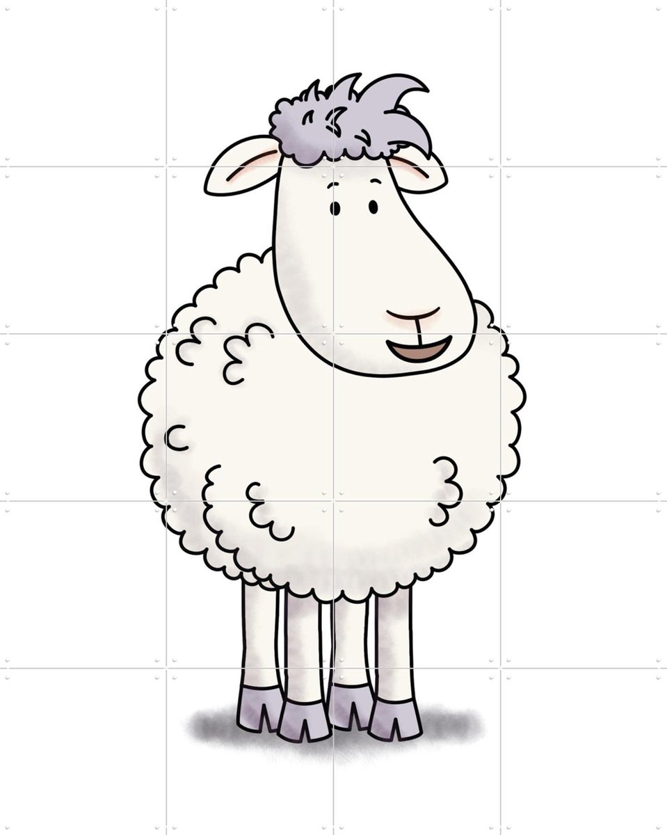IXXI Schaap Mike, Mike & Molly & Van Hoorne Studios - 80 x 100 cm - Gratis ophangtool - Grote wanddecoratie en posters - Illustraties, Fantasierijk