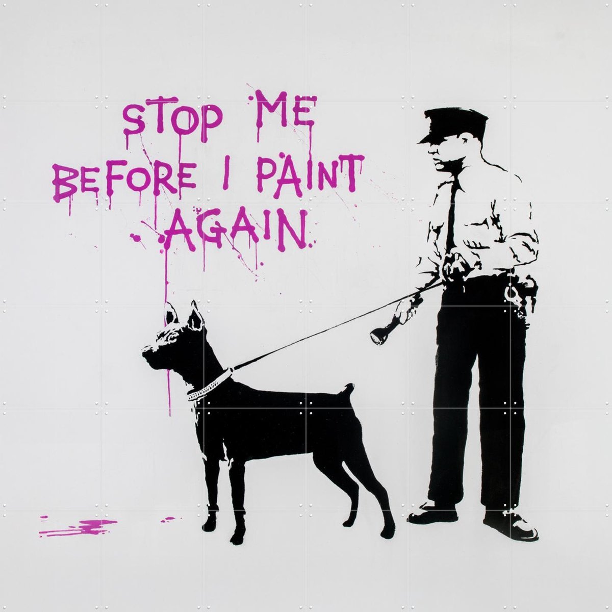 IXXI Stop Me Before I Paint Again, Banksy - 120 x 120 cm - Gratis ophangtool - Grote wanddecoratie en posters - Street art, Modern, Illustraties, Pop
