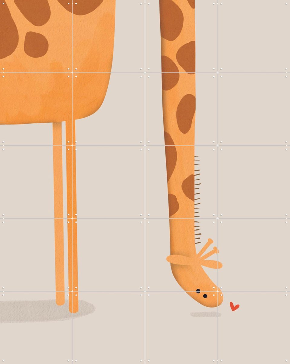 IXXI Giraf, Alijt - 80 x 100 cm - Gratis ophangtool - Grote wanddecoratie en posters - Modern, Cartoonesk, Speels, Illustraties, Kleurrijk