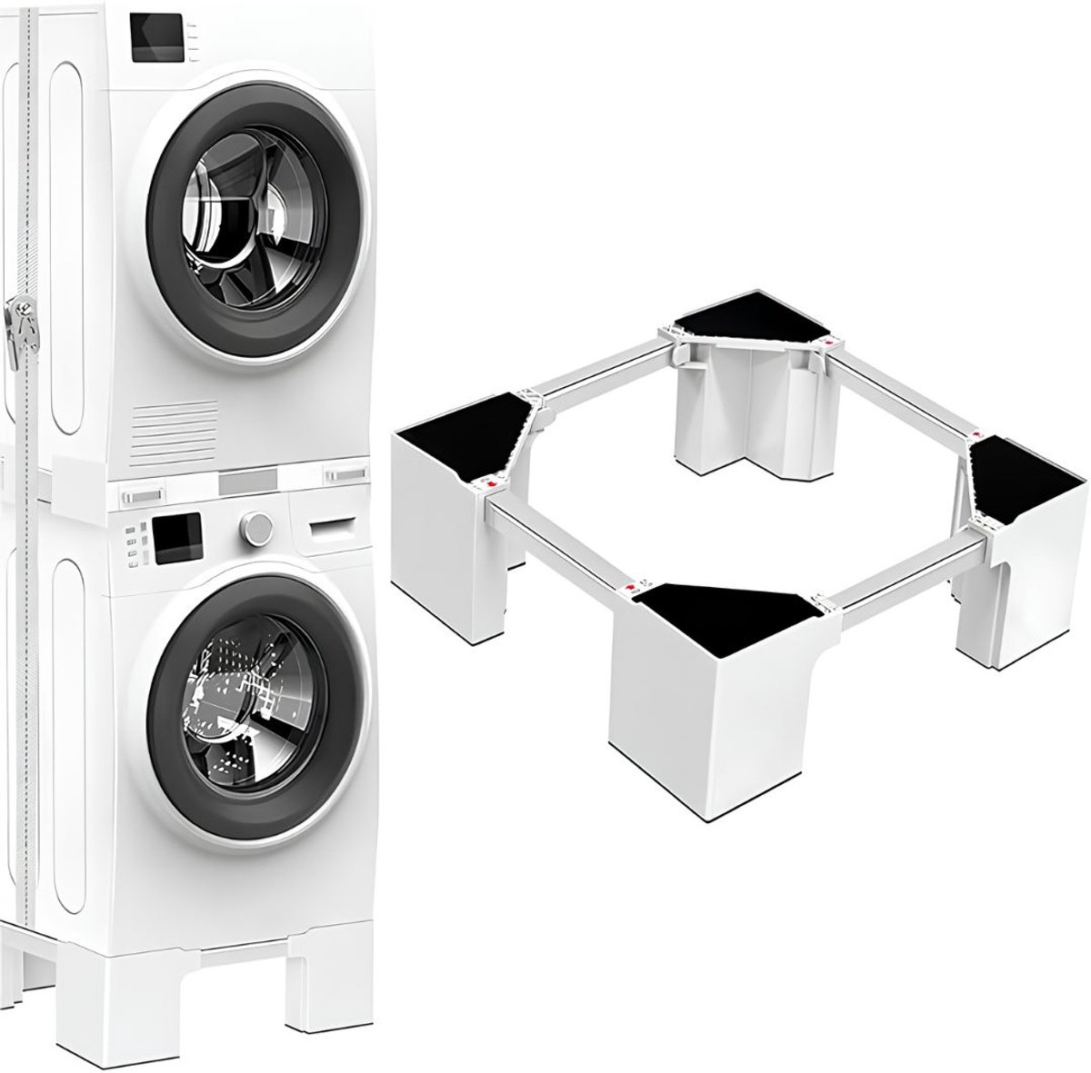 JCP® Wasmachine Verhoger - Wasmachine Onderstel - Wasmachine Sokkel - Wit - 27cm x 14cm x 43cm